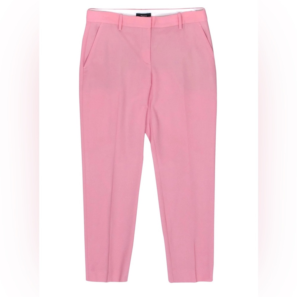 NWOT Theory Soft Pink Tailored Straight Leg Virgin Wool Pant size 6